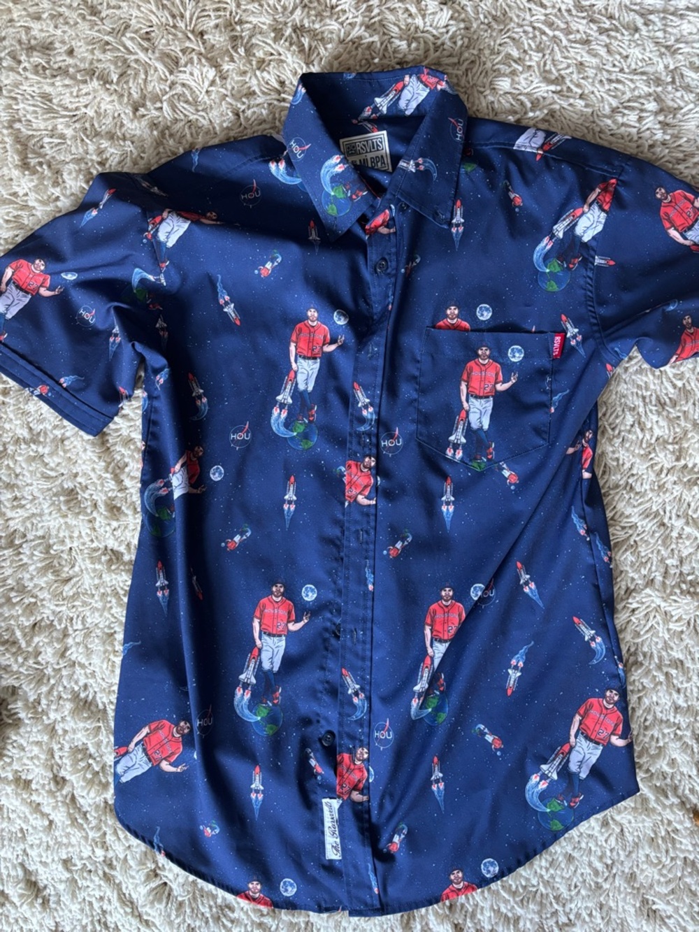 RSVLTS MLBPA houston Space-Print Button-Up Shirt with Red Accents kunuflex